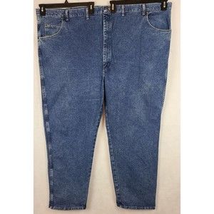 Wrangler Men's (56 x 30) Rugged Wear Blue Jeans Flat Front Medium Wash
